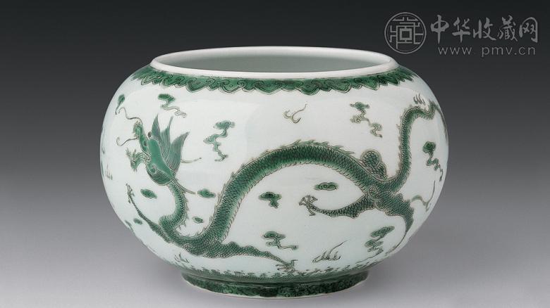 清道光 绿彩云龙纹钵 清道光 绿彩云龙纹钵