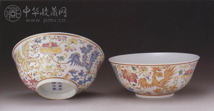 清光绪 粉彩夔凤碗(2件)