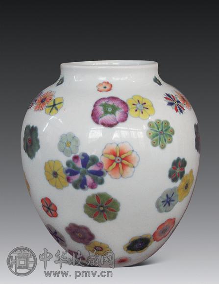 清光绪 粉彩啤酒花卉罐