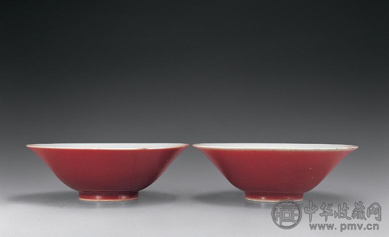 清乾隆 霁红撇口碗(2件)