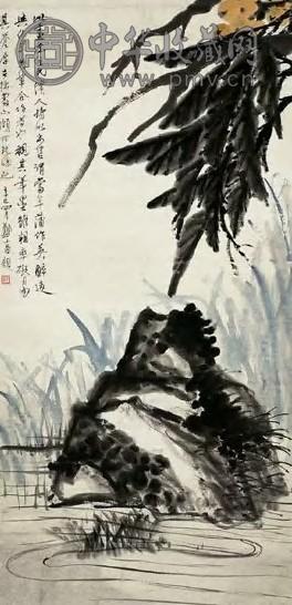 清 任伯年 枇杷石草 轴