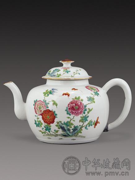 清 粉彩花鸟纹茶壶