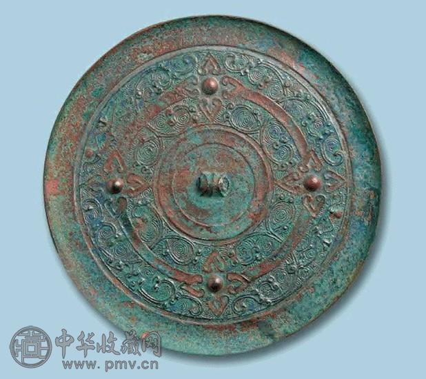 西汉 花卉螭龙猴戏大镜