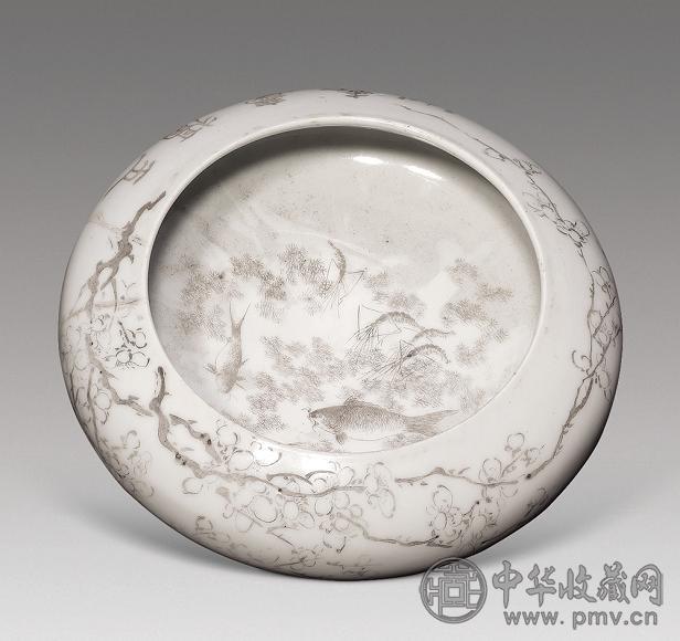 清光绪 刻瓷笔洗 清光绪 刻瓷笔洗