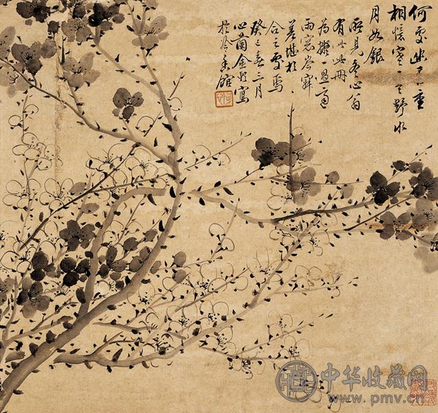 金心兰 癸巳(1893年)作 墨梅 册页(1开) 水墨纸本
