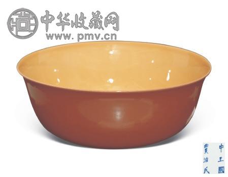 清 酱色釉中王国海碗