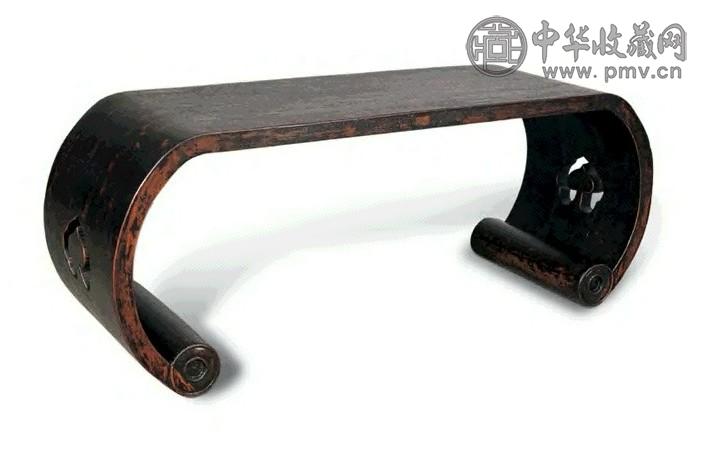 清末 核桃木黑漆开片琴几 清末 核桃木黑漆开片琴几