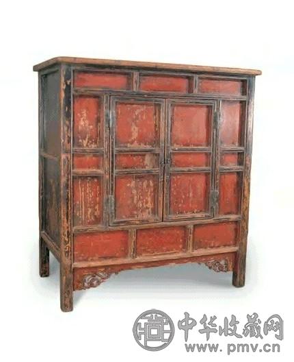 明代 红大漆双门柜柜