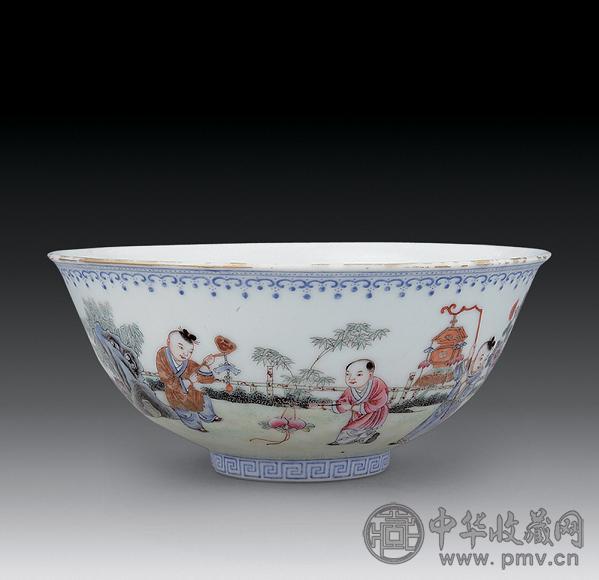 民国 粉彩婴戏碗
