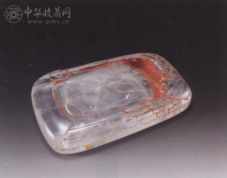 清 水晶石鹰纹随形砚
