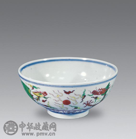 明 万历 五彩龙凤纹碗