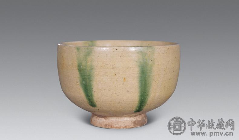 北朝 白釉绿彩碗