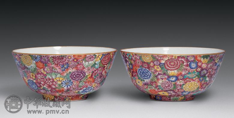 清嘉庆 繁花碗(2只)