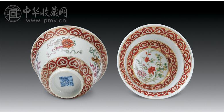 清 粉彩八宝花卉纹碗