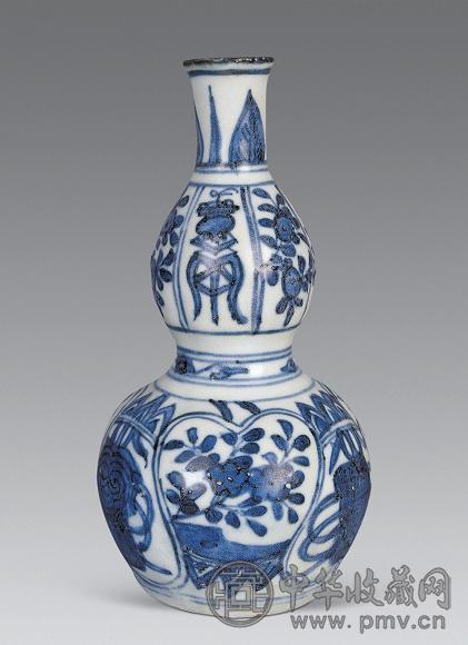 明万历 青花花卉葫芦瓶