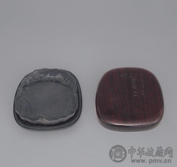 清 端石雕荷叶砚