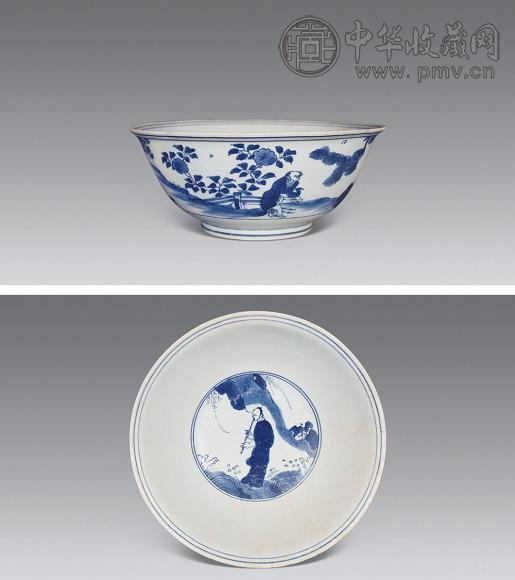 明万历 青花花鸟纹碗