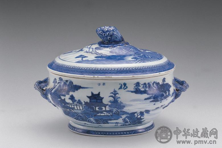 清中期 青花盖碗