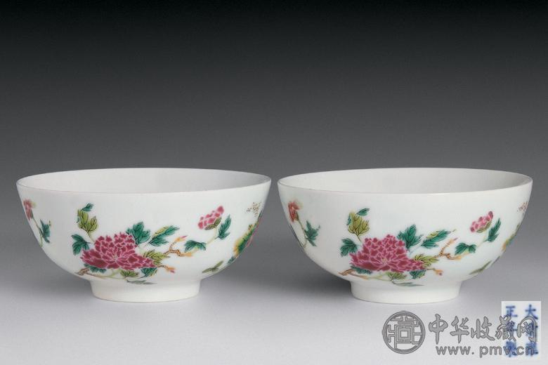 清雍正 粉彩四季花碗(2只)