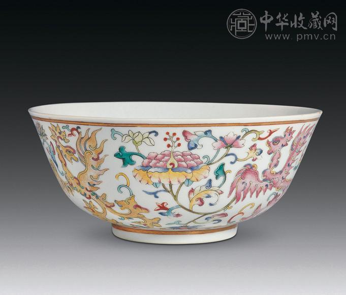 清光绪 粉彩龙凤碗
