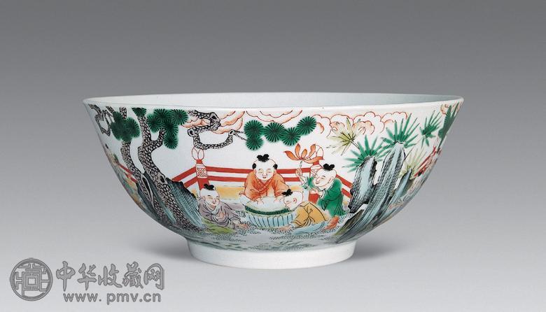 清光绪 粉彩婴戏大碗