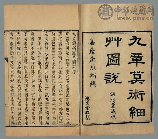 九章算术细草图说九卷 魏刘徽撰