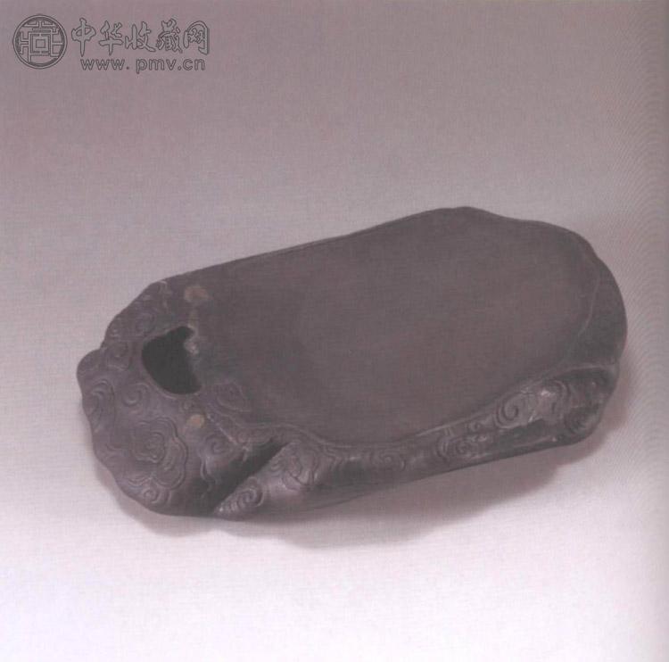 清 端石云纹随形砚(红木盒)