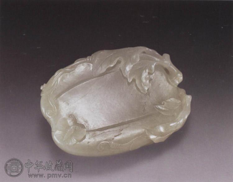 清 白玉瓜蝶砚