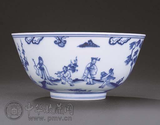 明成化 青花人物图碗