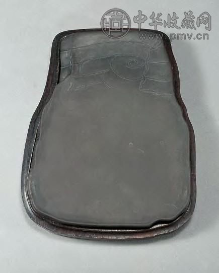 清咸丰 芭蕉形端砚(紫檀盒)