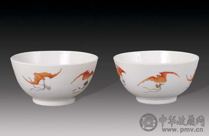 红彩福寿碗(2件)