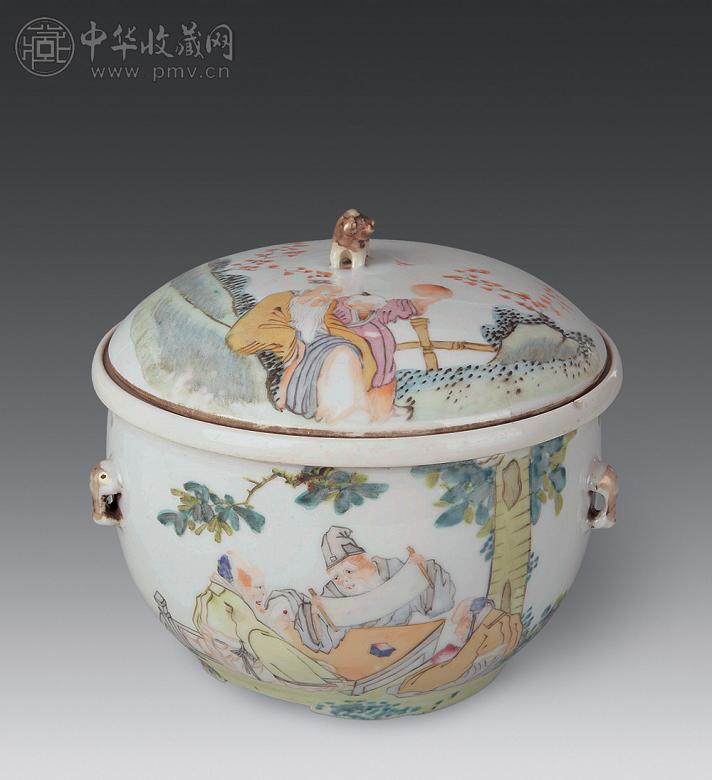 清光绪 俞子明绘浅绛彩人物暖碗