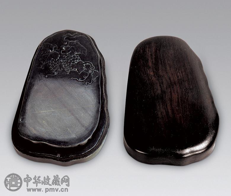 近代 浅刻无池葡萄砚