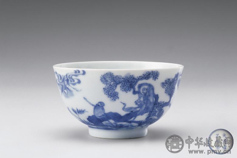 清雍正 青花猿猴图碗