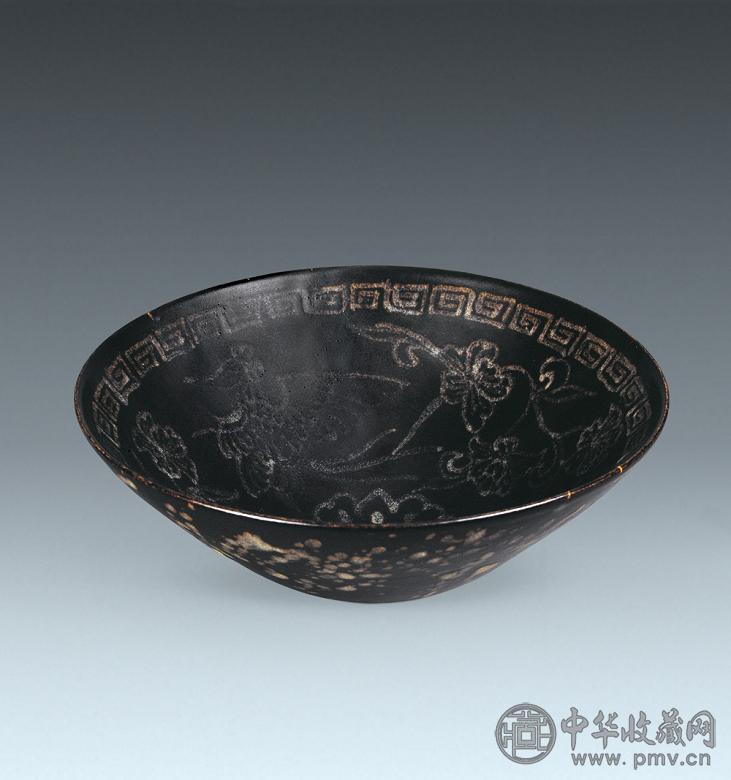 宋 吉州窑黑釉凤纹鹧鸪斑碗