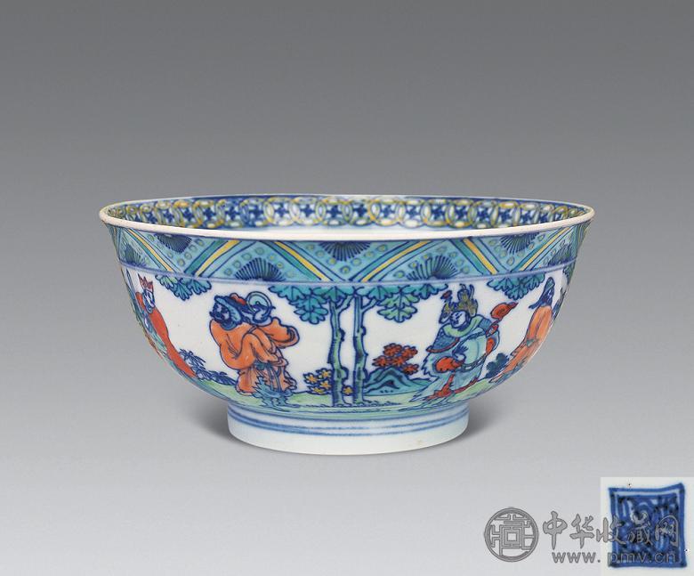清雍正 斗彩人物故事碗