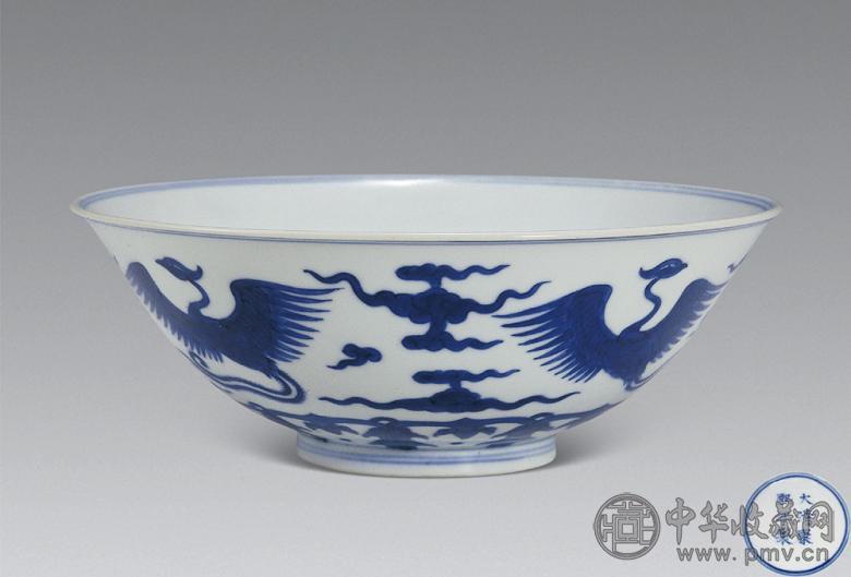 清 青花云凤纹碗