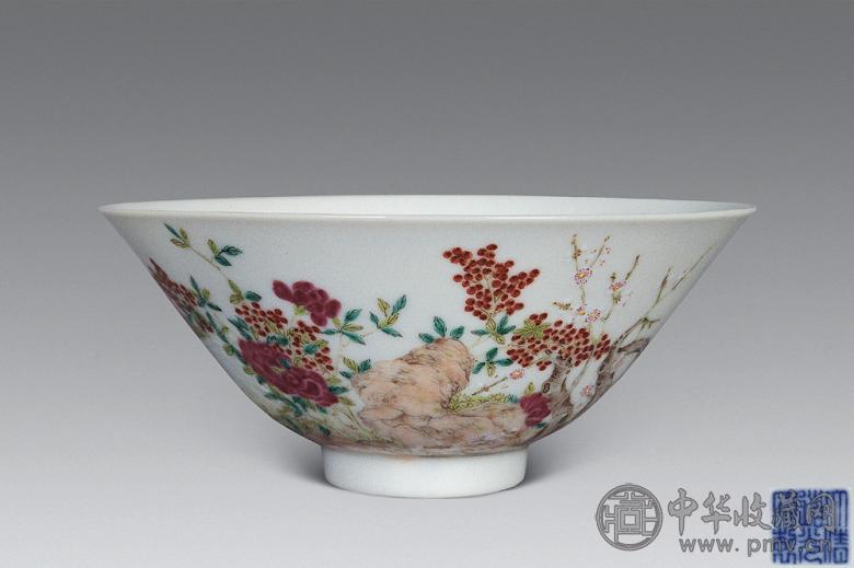 清道光 粉彩三羊开泰图碗