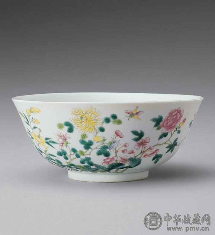 清光绪 粉彩花卉纹大碗