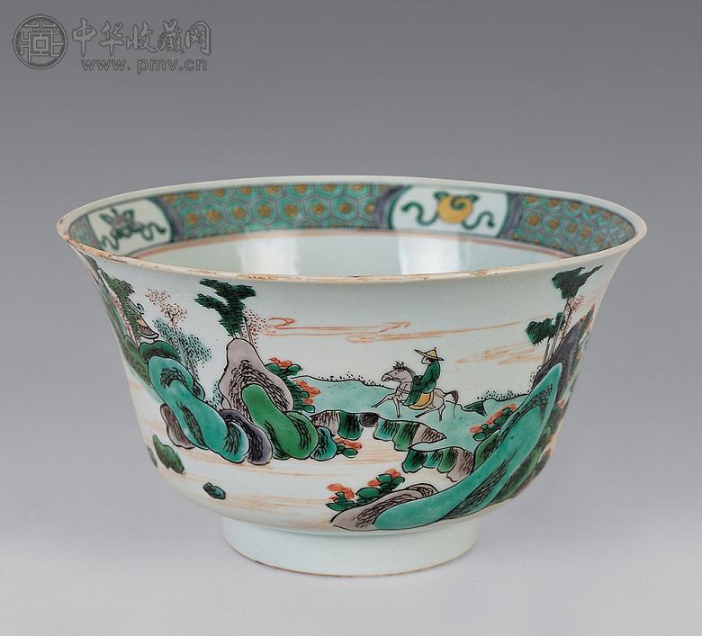 中国古美術品、大清康熙年製款、五彩開光六方山水花紋花瓶、超稀少、美品珍貴、TF5577、 清康熙五彩山水人物纹碗收藏资讯|艺术家|书画家|书画名人|书法家-中华