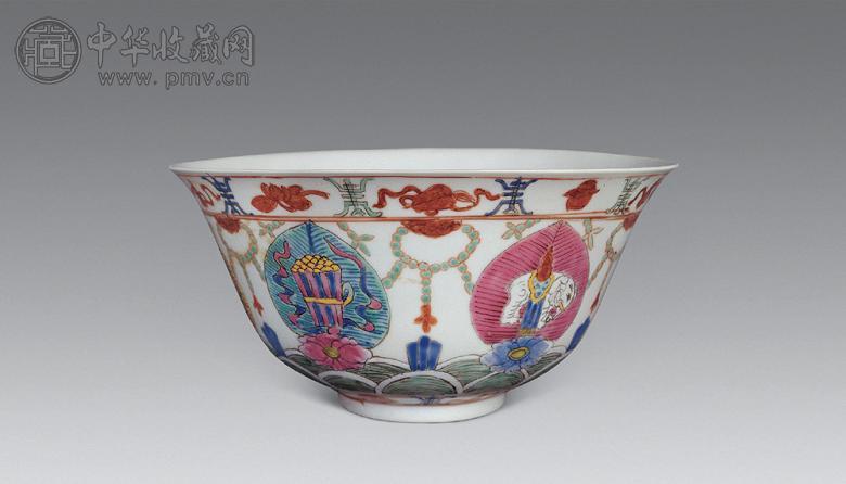 清道光 粉彩七珍碗