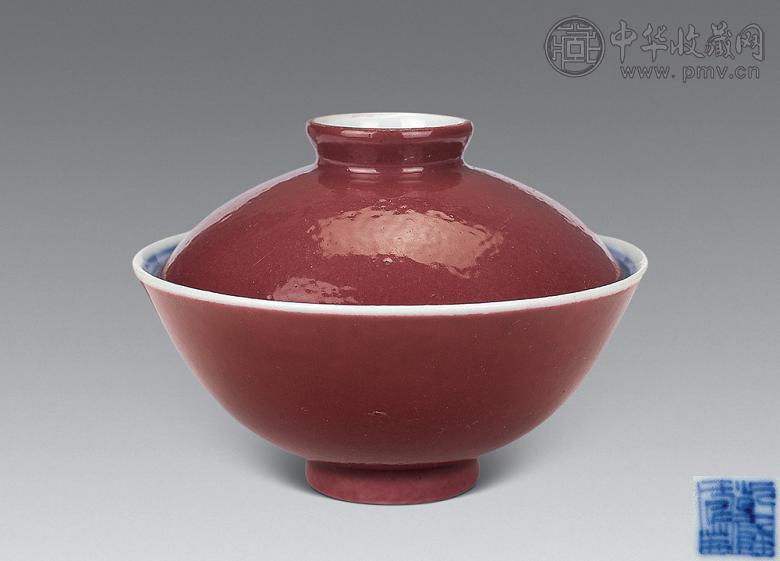 清乾隆 胭脂红盖碗