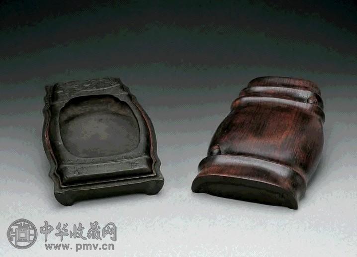 清 竑木刻铭端石竹节根春砚