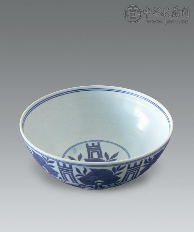 清康熙 青花寿桃纹大碗