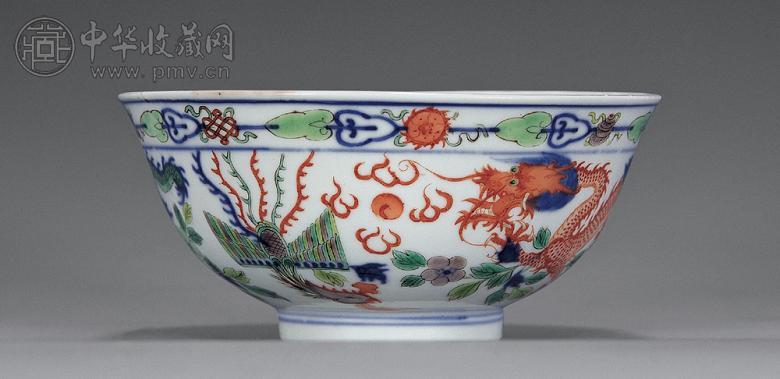 清 五彩龙凤纹碗