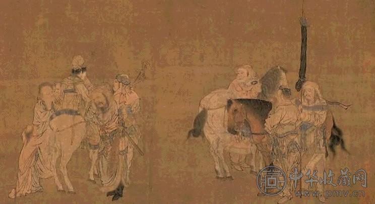 文姬归汉图 册页 一开 设色描金绢本