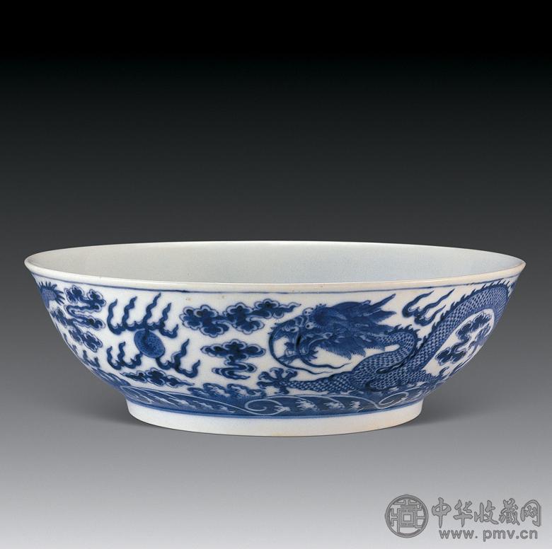 清光绪 青花云龙大碗