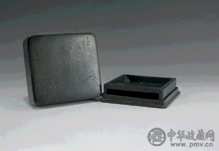 清中期 卢葵生制边寿民芦雁图漆砂砚