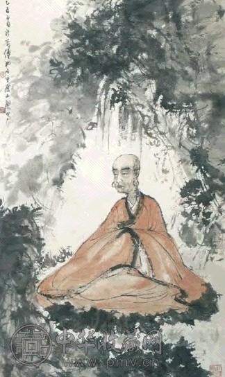 现代 傅抱石 罗汉 轴