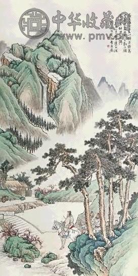 朱东 三顾茅庐 立轴 设色纸本